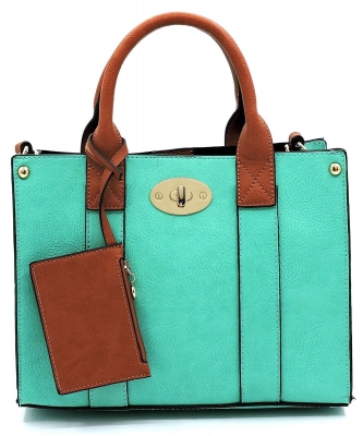 Fashion 3-in-1 Boxy Satchel WU061 TURQOUISE